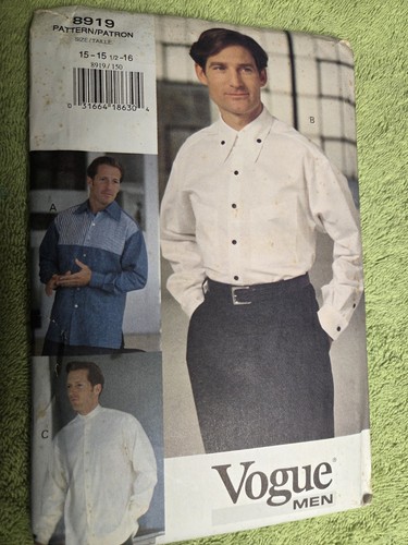 Camisas de vestir para hombre con patrón de costura Vogue 8919 tallas 3 - Imagen 2 de 4