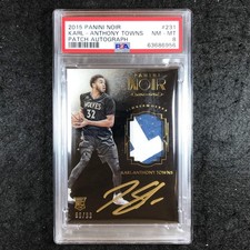 2015 Noir KARL-ANTHONY TOWNS Rookie Patch Autograph 96/99 PSA 8 (956)