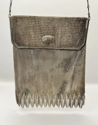 Whiting & Davis Prinzessin Mary Netz Handtasche silberfarben Kettenhemd Flapper Tasche - Bild 1 von 4