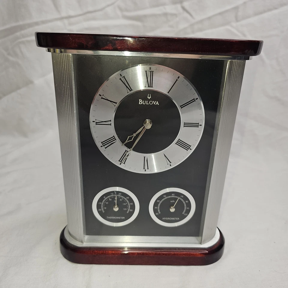 John Deere Bulova Belvedere Ejecutivo Escritorio Abrigo Reloj Estación Meteorológica B7590 Foto 3 de 4