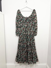 Rixo Cameron Geometric Print Maxi Dress Size S Cotton Metallic Long Sleeve