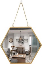 Gold Wall Mirror with Chain, for Bathroom Shower, Hanging for Bedroom & Hotels,