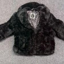 G by Guess Womens Faux Fur Open Front Jacket Black