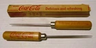 2 Vintage Wooden Handled Coca Cola Ice Picks w/ Original Box