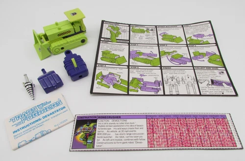 Vtg G1 Transformers Bonecrusher Devastator Complete w/ Instructions & Cardback