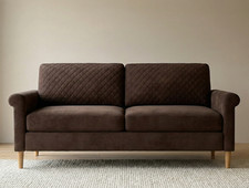 Brown 2 Seater Sofa Living Room Office Side Pockets - Send Offer & Save