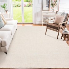 Washable Area Rug Non  Slip Stain  Resistant 8x10 Solid Texture for Living Room