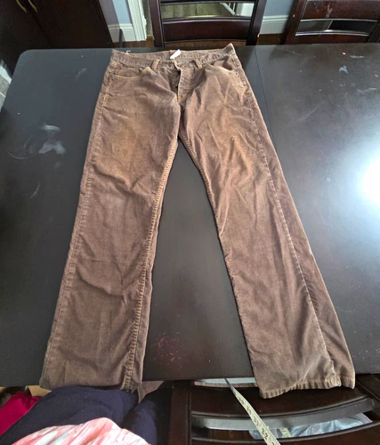 Vtg Y2K DC Shoes Straight Cord Corduroy Pants Brown Star Logo Skate 37x31  - product listing photo