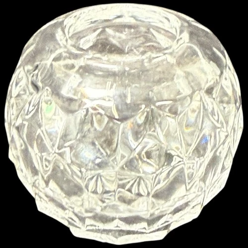 Vintage Fostoria American Cube Pattern Small Rose Bowl Vase 4"