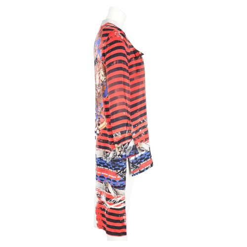 Balmain Striped Shirt In Silk Women Red Size 36 - 第 7/8 張圖片