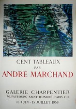 Marchand André Affiche originale lithographie 1956 Mourlot Paris Art Abstrait