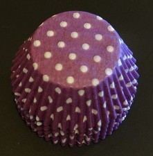 50 Purple  White POLKADOT Cupcake Liners Baking Cups STANDARD SIZE BC-20-50 NEW