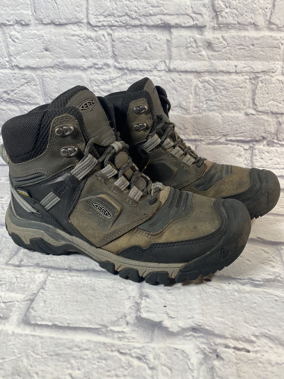 Keen Men's Ridge Flex Mid Waterproof Black and Gray Sz 9 1024911 Hiking Boots