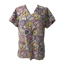 Baby Loony Tunes Womens Medium Scrub Top Tweety Bird Multicolor Short Sleeve