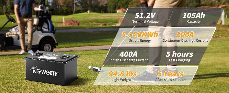 48V 105Ah Club Car Lithium Battery Golf cart LiFePO4 200A BMS 20000 ...