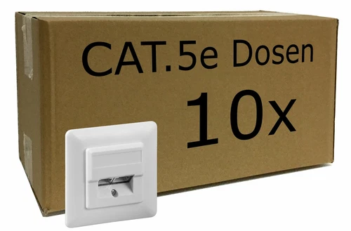 10 x CAT.5e Netzwerkdose weiß Unterputz UP Dose 2x RJ45 geschirmt Unterputzdose