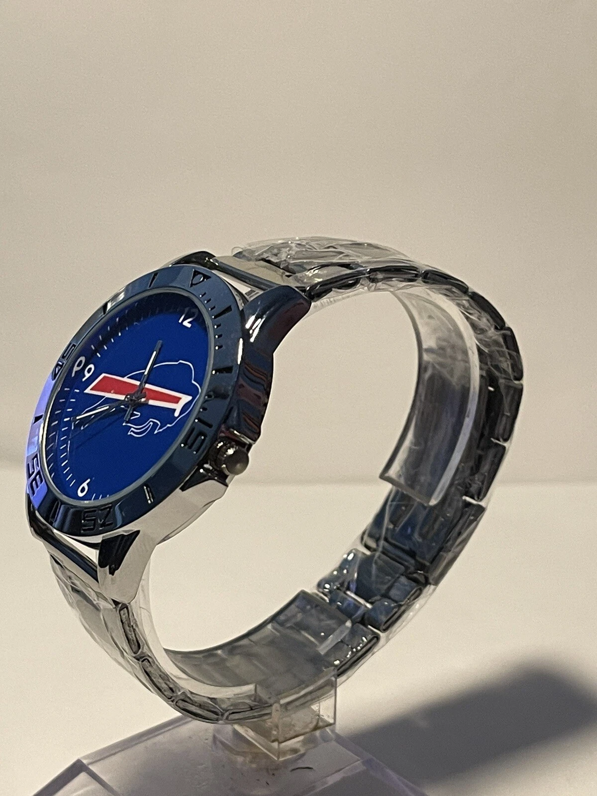Buffalo Bills Football Team Logo Men's Stainless Steel Silver Watch