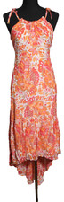 Trina Turk Women's Dress Hi-Low Spaghetti Strap Flowy Pink Paisley Floral Small