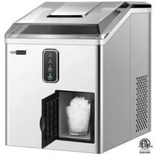 2-in-1 Countertop Ice Maker & Shaver Machine 33lbs/24hrs 12 Ice Cubes in 10 Mins