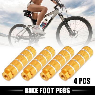 4pcs Aluminum Alloy BMX MTB Bicycle Rear Foot Pegs Yellow Fit 3/8