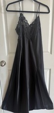 Vintage 90s VICTORIA'S SECRET Shiny SATIN Long GOWN Slip Dress LACE  Sz LG