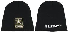 U.S. Army Star Black Embroidered Beanie Skull Cap Hat
