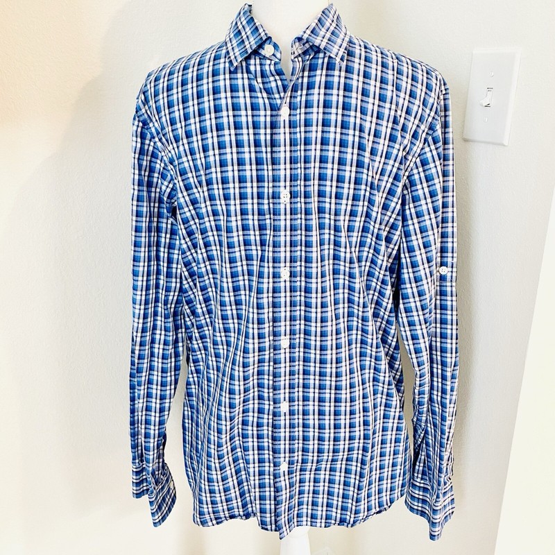 Michael Kors Classic Fit Long Sleeve Button Down Shirt Men's Size Large Blue