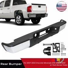 Rear Bumper Assembly For 2007-2013 Chevy Silverado GMC Sierra 1500 W/ Park Holes