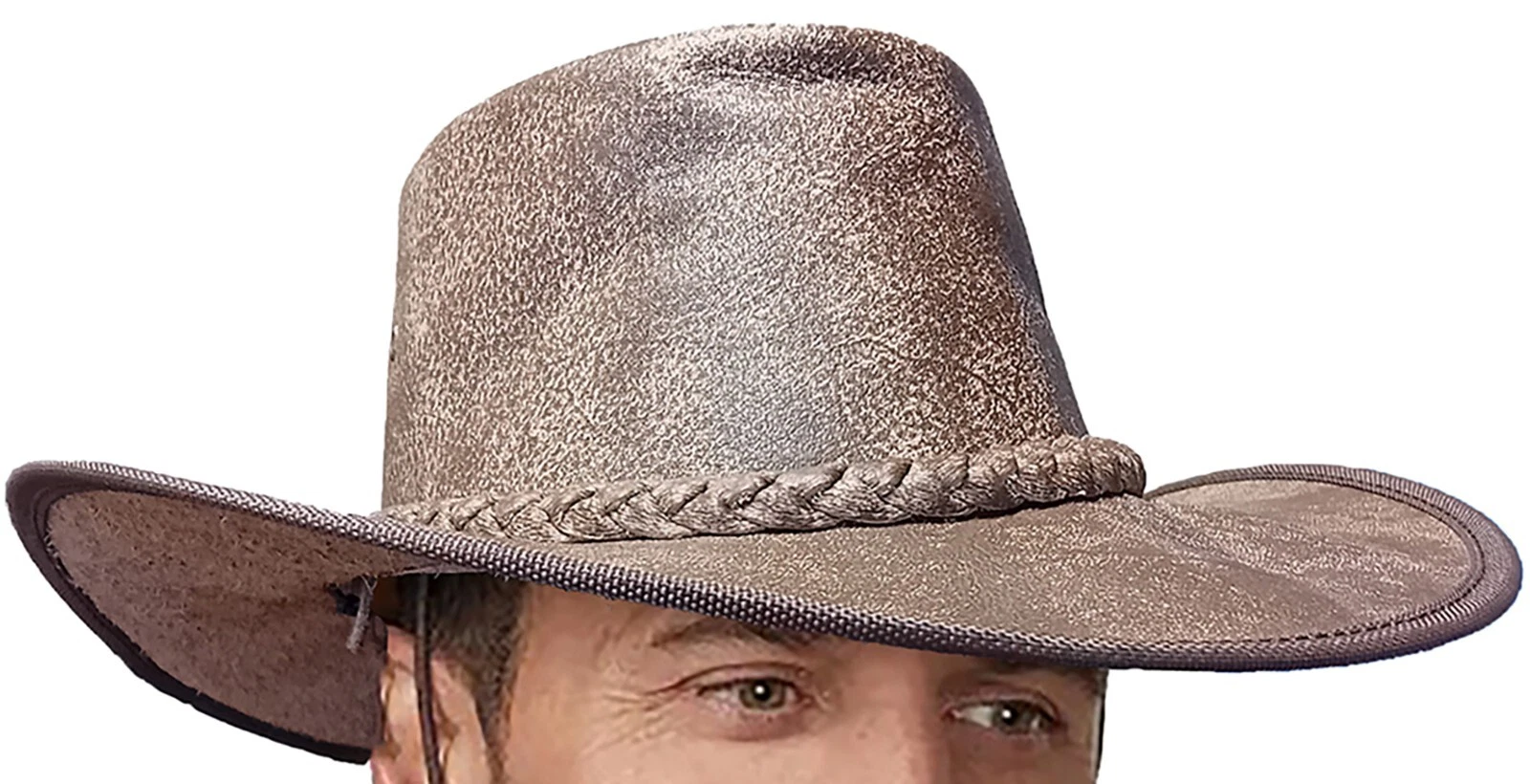 Crushable Real Leather Outback Aussie Style Bush Hat Chin Strap Cowboy Cowgirl