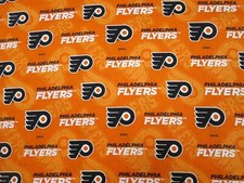 PHILADELPHIA FLYERS HOCKEY FABRIC 1 YARD BRAND NEW DESIGN 100 COTTON