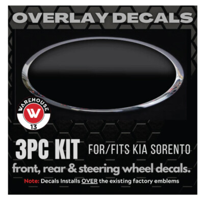 NEW! FITS/FOR KIA VEHICLES OVERLAY WRAP EMBLEM DECALS 3PC KIT! LOTS OF COLORS!