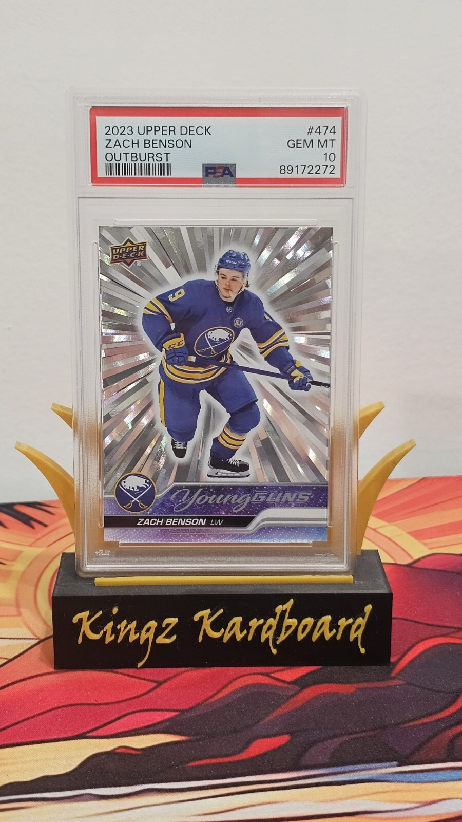 2023-24 Upper Deck Series 2 Young Guns Silver Outburst #474 Zach Benson PSA 10