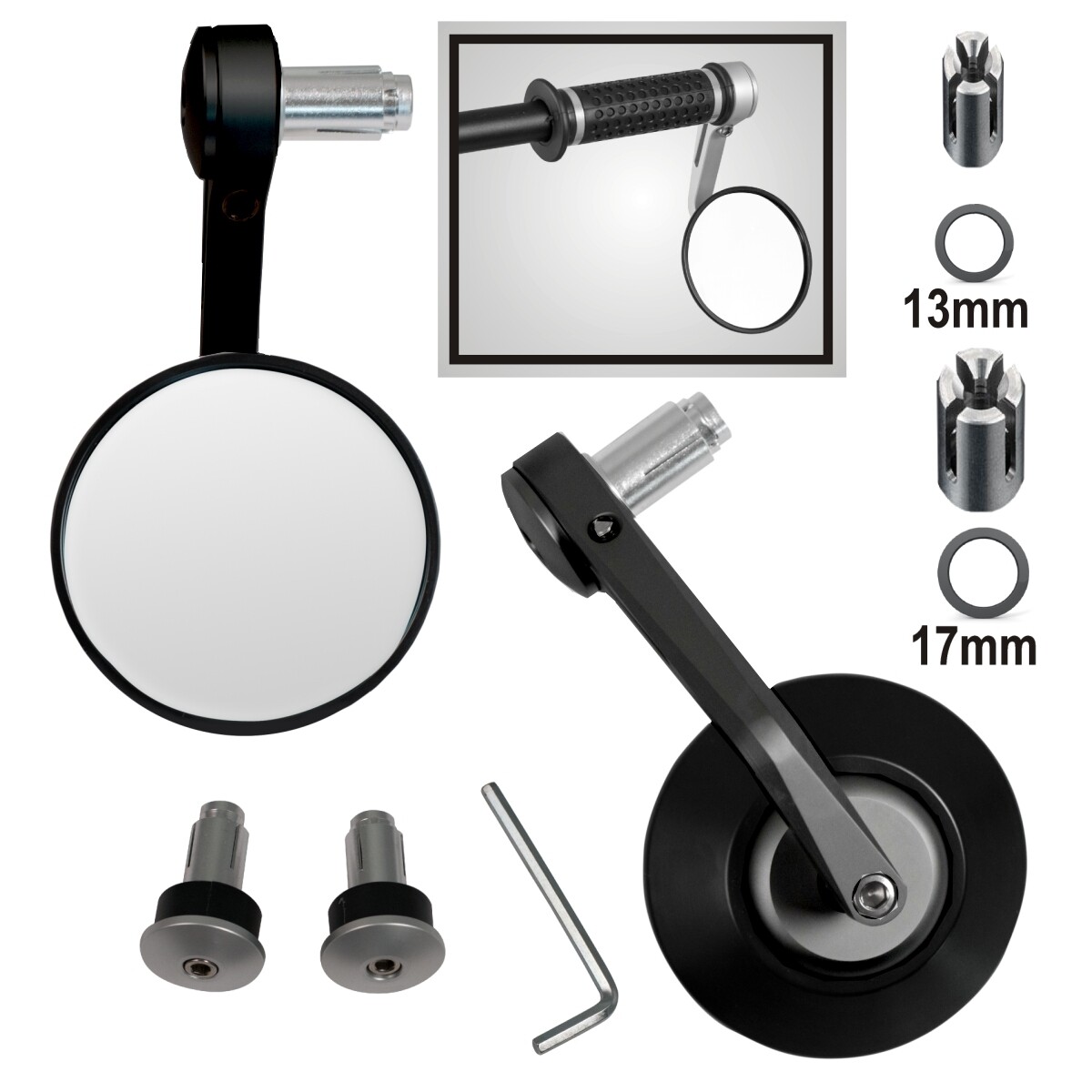 Mirrors Style Custom Rearview Motorcycle Motorbike Handlebar Black