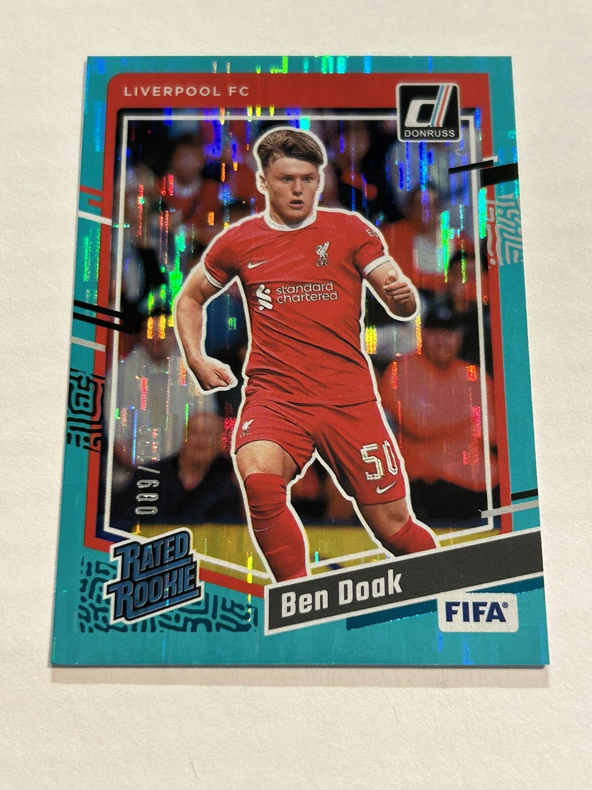 2023-24 DONRUSS SOCCER BEN DOAK 9/199 AQUA TEAL FOIL RATED ROOKIE LIVERPOOL SP