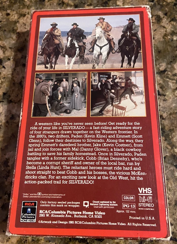 Vintage Silverado Western Full Box VHS Cassette Tape RARE Kevin Costner - Image 4 of 4