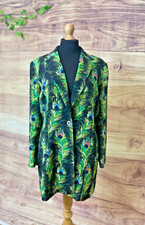 Country Casuals Long Line Silk Jacket. Peacock Feathers. Uk 12