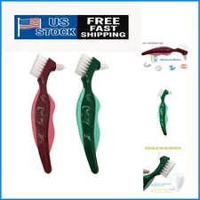 Efficient  Hard Denture Brush – Double-Sided with Perfect Grip (Set of 2)