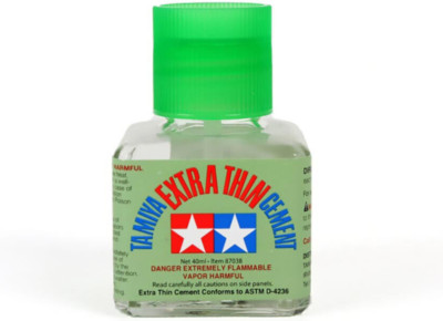 Tamiya extra dünner Kunststoffmodellzement (40ml) ideal für Kunststoffsets - 87038 Neu