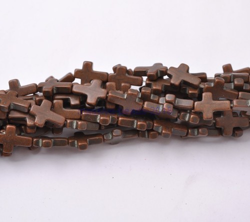 Cuentas espaciadoras cruces laterales turquesa howlita 16""1 hebra 15x12 mm u eliges color - Imagen 23 de 24