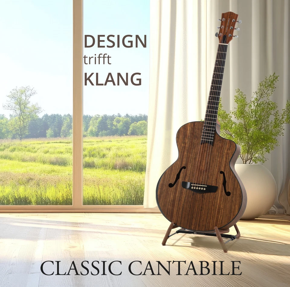 Westerngitarre Akustik Western Gitarre Monitorloch Walnuss Cutaway Nuss - Bild 2 von 4