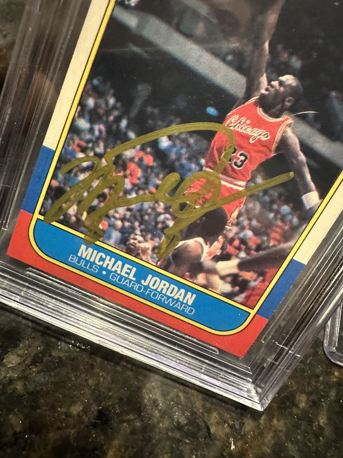 1986-87 FLEER #57 MICHAEL JORDAN ROOKIE Autograph BGS 7-UDA GOLD 