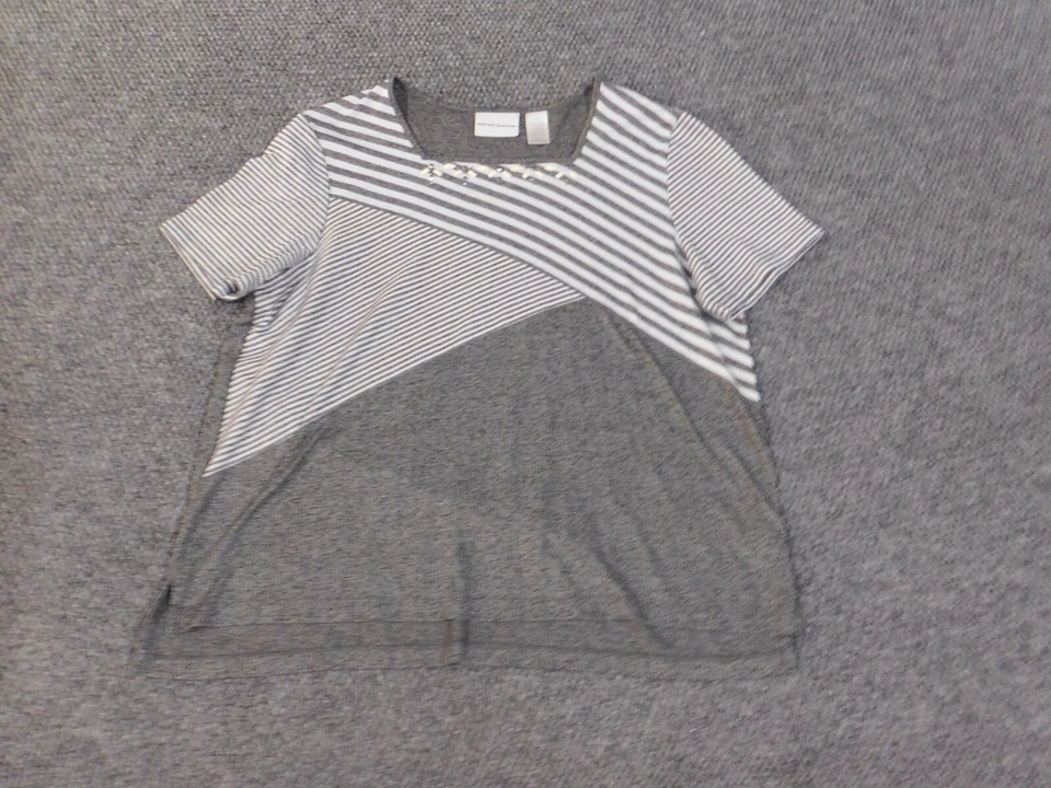 Alfred Dunner Top Grande Gris Rayas Mujer Geométrico Elástico Poliéster Jersey Foto 2 de 4