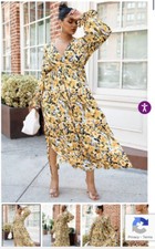 Rebdolls Cecelia Floral Print Peasant Sleeve Double Slit Maxi A Line Dress 2X