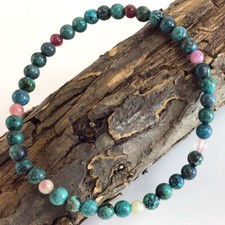 Blue Turquoise Bracelet Round 5mm Beads Kingman Healing Gemstone 7.25"