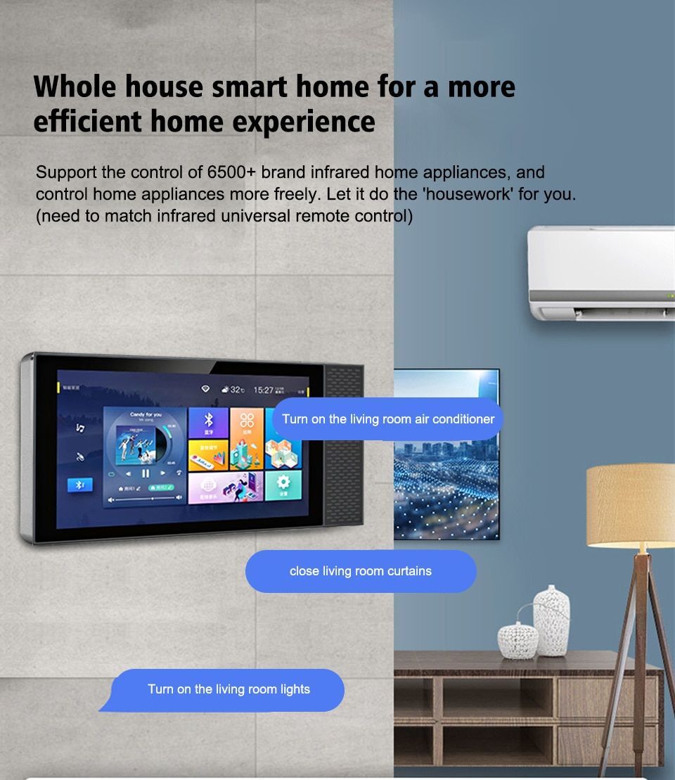 Smart Home Control Panel Controls Speakers Lights Smart Home Automation