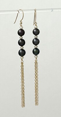 ピアス LESS IS MORE 14K gold field hook black pearl earrings 14k Gold Filled Hook Earrings – Black Pearl Dangle | eBay