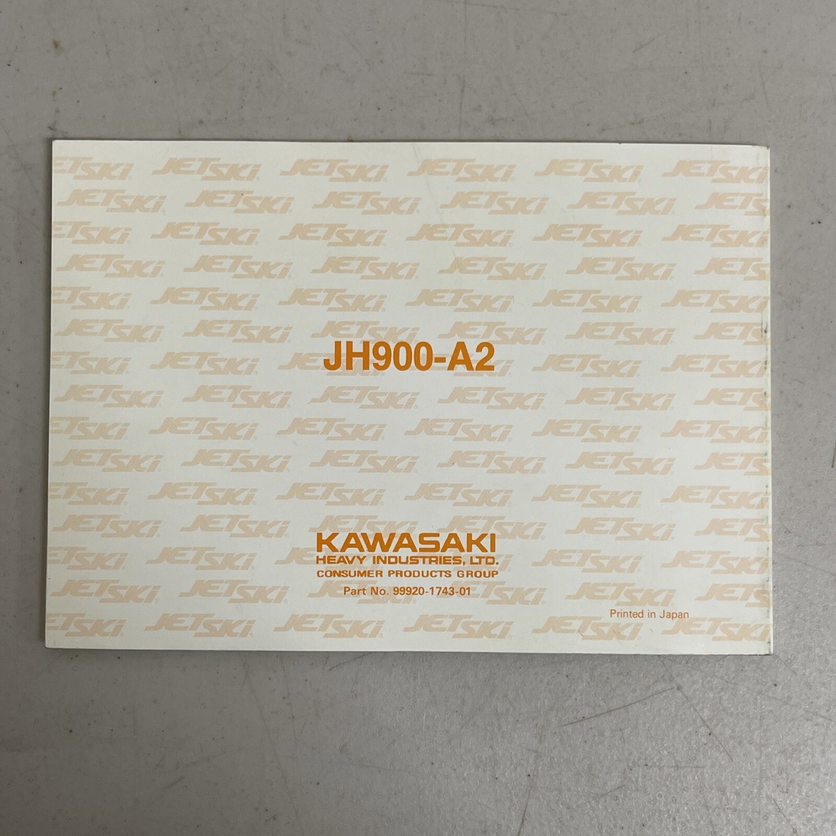 Kawasaki Jet Ski 900 ZXi OEM Owner's Manual JH900 Factory Genuine