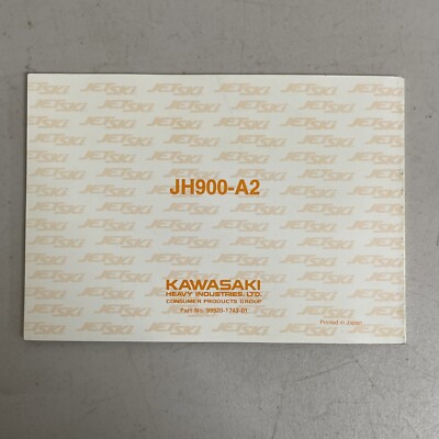 Kawasaki Jet Ski 900 ZXi OEM Owner's Manual JH900 Factory Genuine