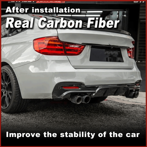 REAL CARBON Rear Bumper Diffuser Dual Outlet Lip For BMW F34 GT M-Sport 2014-17 - Picture 2 of 12