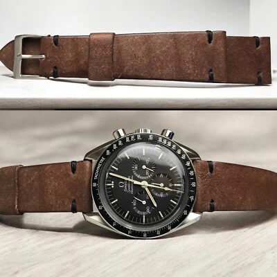Cinturino In Pelle Per Orologio 17mm, Marrone Scuro, Bombato, Classico, Fibbia Ad Ardiglione, Unisex, Made In Germany